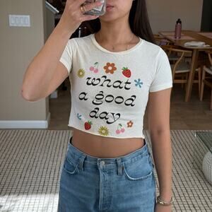 What A Good Day Floral Graphic Print Cropped Tee PacSun